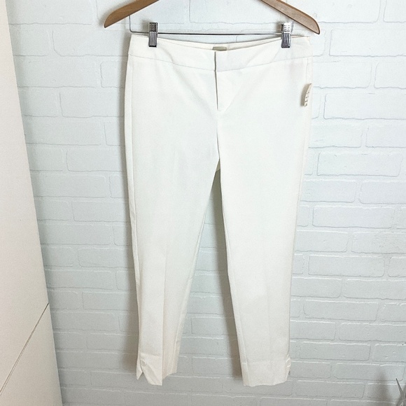 NWT Ecru Trousers Dress Pants Ankle Split hem Crop Ivory Off-White Coastal Sz 2 - Picture 2 of 16